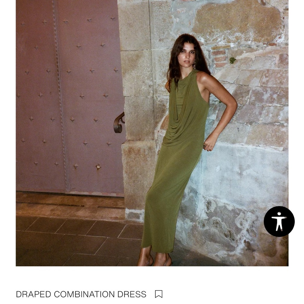 Zara Draped Combination Open Back High Neck Dress